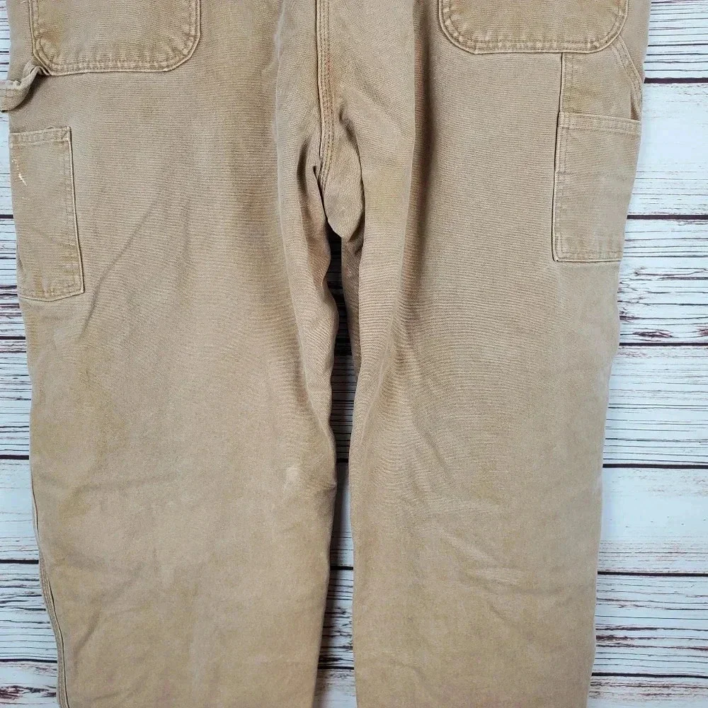 Carhartt Mens 44x30 Vintage B11 Brown Flannel Lined Carpenter Canvas Pants